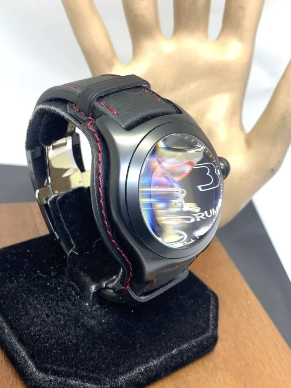 Corum Men's Watch Bubble Night Flyer 082.150.45 Swiss Automatic Black Leather